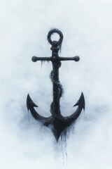 Aufkleber - A whimsical scene of a twisted anchor anchored to nothing but fuzzy, cloudlike textures, suggesting