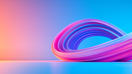 Poster - A striking large-format scene of orbit-like arcs in vibrant fuchsia and cobalt, gliding over a