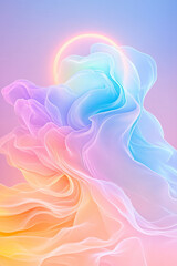 Aufkleber - An ultramodern composition featuring a translucent holographic veil swirling around a luminescent