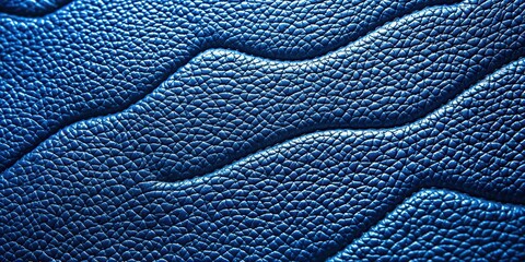 Poster - Blue leather surface with a wavy pattern