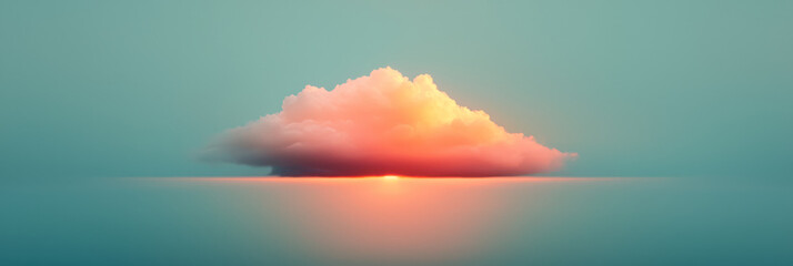 Poster - A photograph focusing on a sunbeam piercing an otherwise grey backdrop, illuminating a single cloud