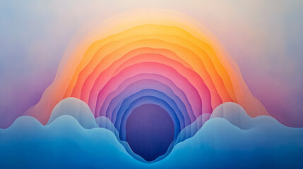 Poster - A mystical composition where drifting fog meets a bold, arching rainbow, revealing secret riddles