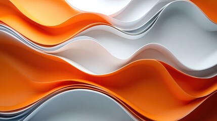 Poster - Abstract wavy pattern of orange and white creating a dynamic visual experience with movement