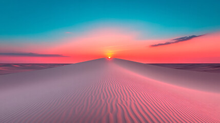 Poster - A cinematic wide-angle shot of a dune with a shimmering surface mimicking the gentle patterns of