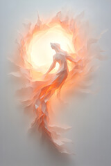 Poster - A serene and surreal portrayal of a paper comet, its elegant, folded form trailing a soft, radiant