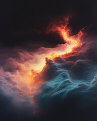 Poster - A surreal interstellar filament, woven from swirling gases of a nebula, gently rustling like a