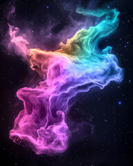 Poster - A poetic scene where a shimmering thread of nebula softly rustles, casting delicate trails of