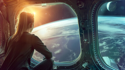 Aufkleber - This Passengers view Earth and stars from a spaceplane window on a suborbital flight.