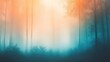 © javier - Mystical woods with trees dissolving into fog and a blend of soft blues and ambers