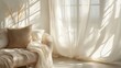 © javier - Soft breeze moves translucent fabric with light filtering through for calm balance