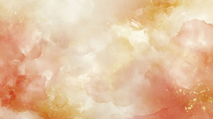 Wall Mural - Watercolor textures in blush ivory and peach with glowing golden specks for a dreamy romantic feel