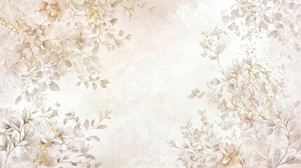 Wall Mural - Vintage-inspired lace-like floral patterns in blush and champagne with golden accents