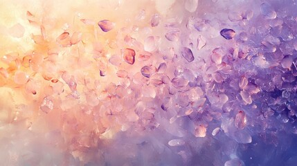 Canvas Print - Abstract floating quartz petals glowing softly in a celestial sky with a dreamy gradient