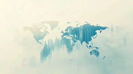 Poster - Global Business World Map, Abstract, City Skyline Background