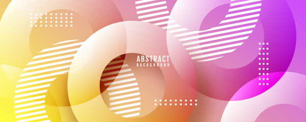 Poster - 3D orange abstract background overlap layer on bright space with circles effect decoration. Modern graphic design element cutout style concept for web banner, art, flyer, card, or brochure cover