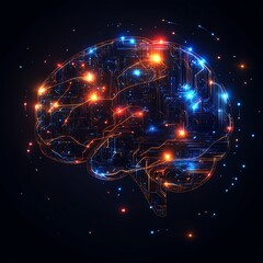 Aufkleber - Abstract digital brain with complex AI neural pathways