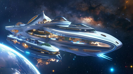 Aufkleber - This New advancements in space tourism showcase stunning hotels for passengers in suborbital flights.