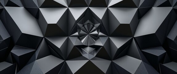 Poster - elegant black theme geometric polygons abstract background concept backdrop illustration cartoon