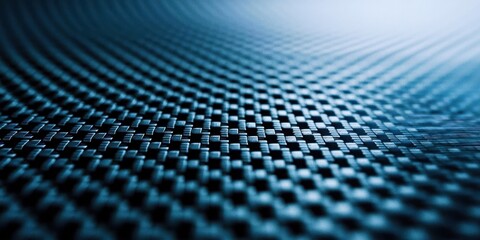Close up of a blue fabric with a pattern of squares