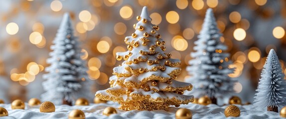 Poster - elegant gold theme winter season abstract background concept backdrop illustration cartoon
