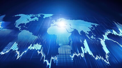Poster - Global Business Data Visualization, world map with financial data, suitable for presentations