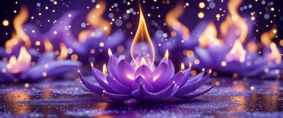 Poster - elegant purple theme flame and sparkles abstract background concept backdrop illustration cartoon