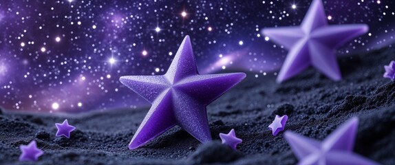 Poster - elegant purple theme stars in space abstract background concept backdrop illustration cartoon