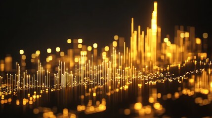Poster - Abstract golden city skyline, futuristic urban digital art, for technology background, business, or graphic design use
