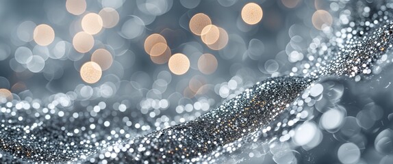 Poster - elegant silver theme glitters and bokeh abstract background concept backdrop illustration cartoon
