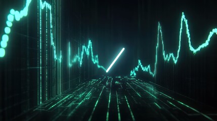 Poster - Abstract digital chart tunnel. Stock photo of data trends