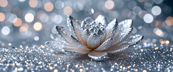 Poster - elegant silver theme glitters and bokeh abstract background concept backdrop illustration cartoon