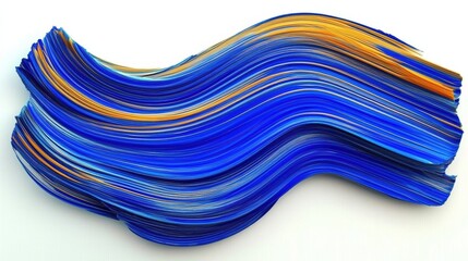 Poster - Hand-painted blue waves in bright colors on a white background, showcasing artistic design and creativity.