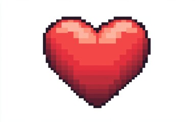 Poster - pixel art heart, isolated on a white background, vibrant and colorful.