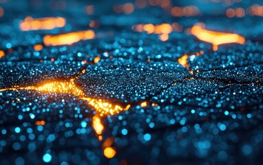 Poster - Close-up dark lava rock texture with glowing orange highlights.