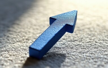 Poster - design blue arrow symbol indicating upward direction with depth.