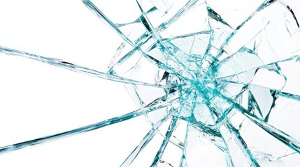 Poster - broken glass fragment isolated on a white background, shimmering.
