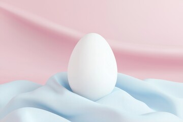 Poster - Colorful egg with tie dye patterns and wavy fabric background, bright and vibrant.