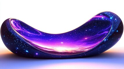 Poster - futuristic object with purple design, isolated on white background.