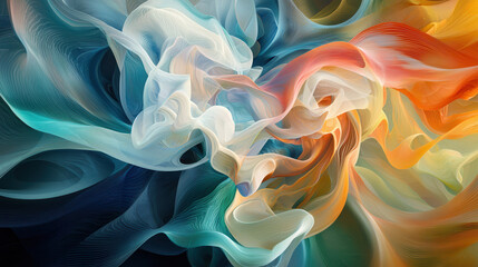 Poster - abstract digital composition merging fluid data with vibrant colors and smooth textures, creating mesmerizing visual experience