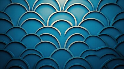 Aufkleber - Elegant teal background with art deco pattern of overlapping semicircles in a textured design style for creative projects