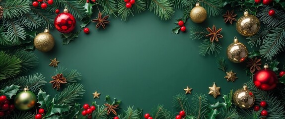 Poster - elegant green theme Christmas season abstract background concept backdrop illustration cartoon