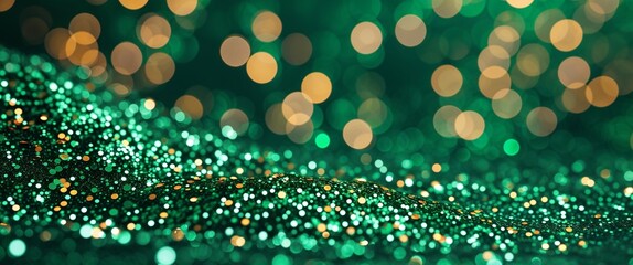 Poster - elegant green theme glitters and bokeh abstract background concept backdrop illustration cartoon