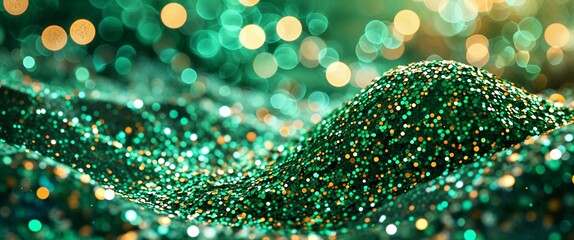 Poster - elegant green theme glitters and bokeh abstract background concept backdrop illustration cartoon