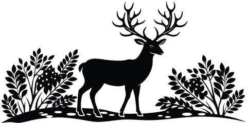 Naklejka na meble Deer silhouette vector on white background