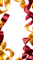 Poster - Festive golden and red satin ribbons waving gracefully against transparent backdrop