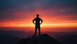 © Tatiana - Victorious silhouette atop rocky peak at sunset, symbolizing success