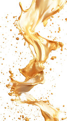 Poster - Golden liquid splashing and creating dynamic shapes on a transparent background, adding luxury and elegance to creative projects