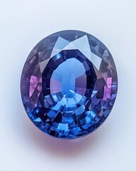 Poster - Captivating oval gemstone with deep blue and purple hues reflecting light in a mesmerizing display of facets and color