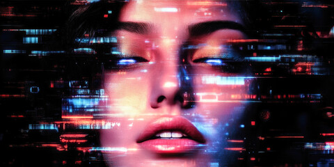 Poster - An engaging digital portrait featuring abstract elements and vivid colors that evoke a sense of emotion and depth in artistic expression.