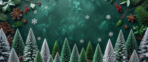 Poster - elegant green theme winter season abstract background concept backdrop illustration cartoon